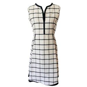Max Mara Black and White Windowpane A-Line Dress